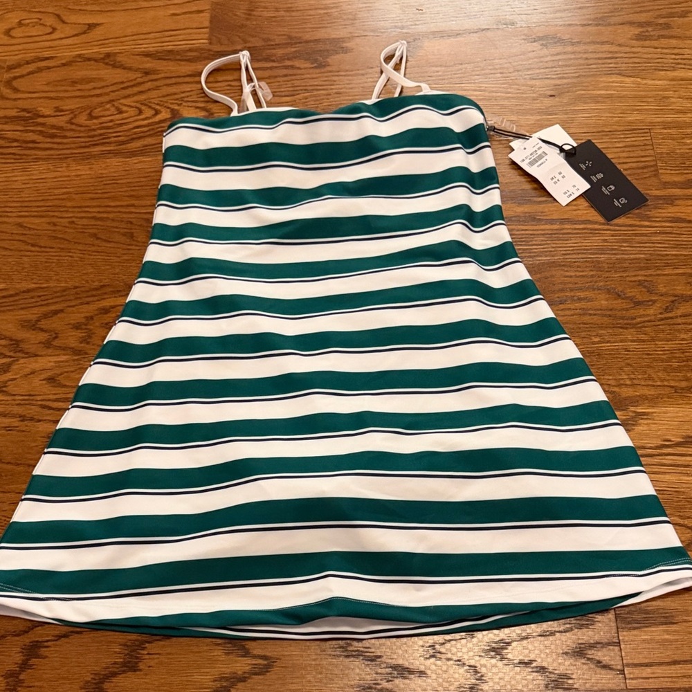 Abercrombie & Fitch Green and White Striped Mini Dress